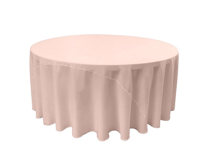 Feather Pink - Solid Round Polyester Poplin Tablecloth With Seamless.