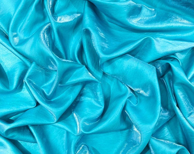 Aqua Blue Iridescent Liquid Dupioni Fabric 58" Wide| Costume, Prom Dressmaking, Flowing Lightweight Material
