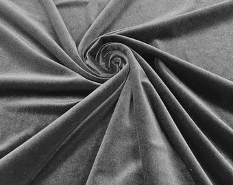 Gray Stretch Velvet Fabric 58" Wide| Apparel Costumes, Sold By The Yard