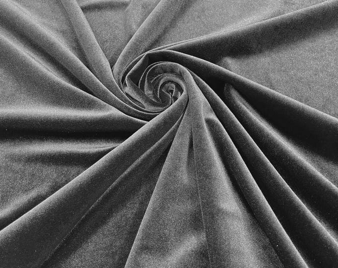 Gray Stretch Velvet Fabric 58" Wide| Apparel Costumes, Sold By The Yard
