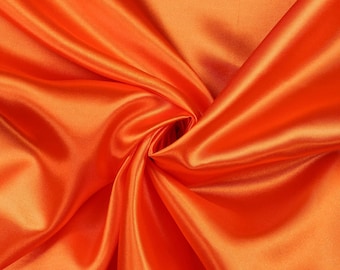 Orange Charmeuse Satin Shiny Fabric, 58" Wide- Sold by The Yard