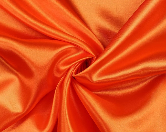 Orange Charmeuse Bridal Solid Satin Fabric for Wedding Dress Fashion Crafts Costumes Decorations Silky Satin 58” Wide Sold By The Yard