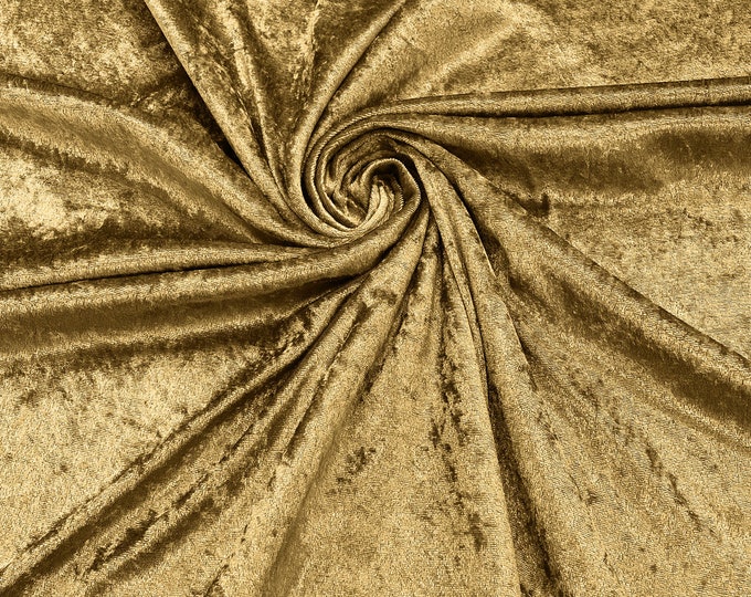 Dark Gold 59 Wide Crushed Stretch Panne Velvet Velour Fabric Sold By The Yard.