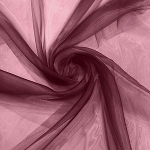 Burgundy 58/60&quot; Wide 100% Polyester Soft Light Weight, Sheer, See Through Crystal Organza Fabric/Cosplay Costumes, Skirts.