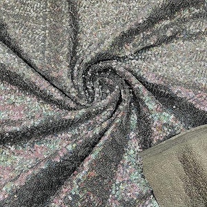 Black Hologram - Mini Glitz Sequins on a 4 Way Stretch Spandex Fabric- Sold by The Yard.