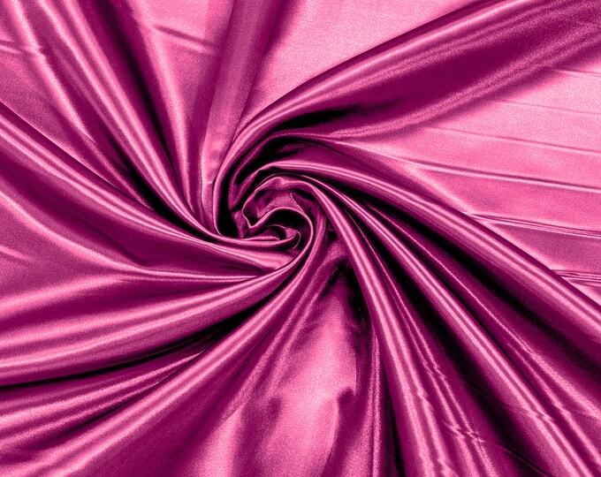 Fuchsia Heavy Shiny Bridal Satin Fabric for Wedding Dress, 60" inches wide sold by The Yard. New Colors