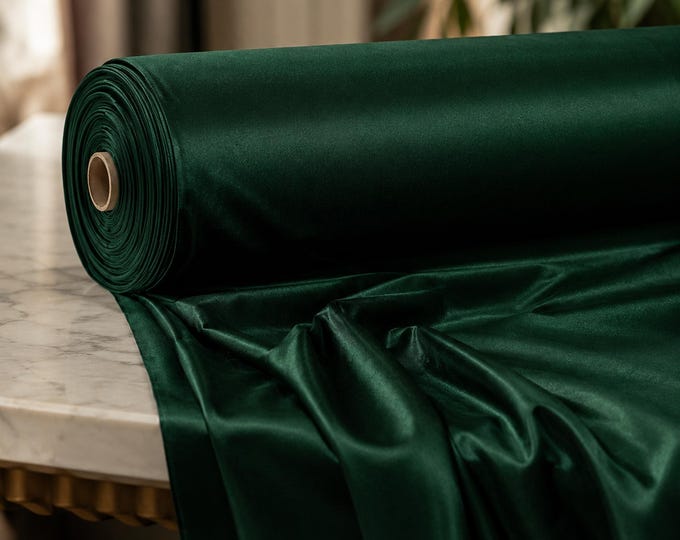 Hunter Green Heavy Shiny Satin Stretch Spandex Fabric 58" Wide | Prom & Evening Wear Fabric
