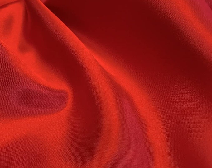 Red Charmeuse Bridal Solid Satin Fabric for Wedding Dress Fashion Crafts Costumes Decorations Silky Satin 58” Wide Sold By The Yard