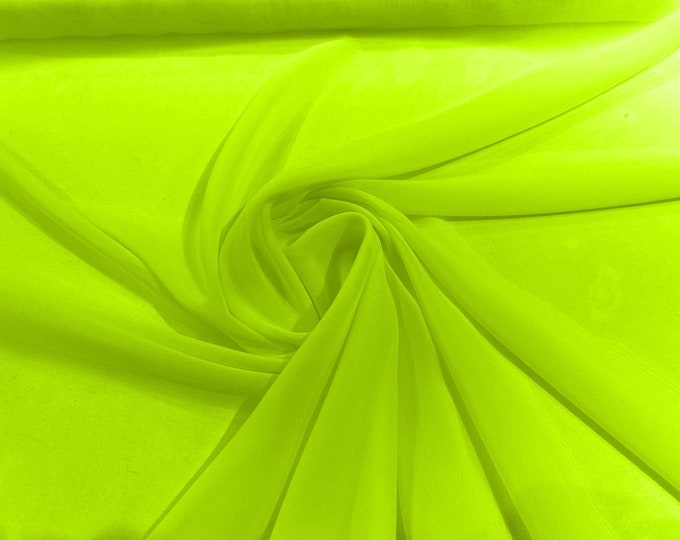 Neon Yellow 5 Yards 60" Wide Sheer Fabric Chiffon Fabric by The Yard Continuous Solid Color Draping Fabric for Wedding Party Easter Backdrop