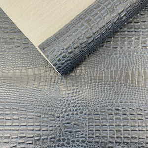 Mystic Blue Crocodile Marine Vinyl 2 tone Upholstery, Crocodile Skin Texture Faux Leather PVC Vinyl, 54&quot; Wide.