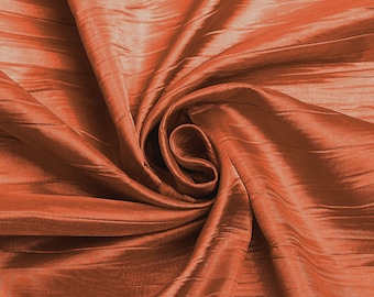 Burnt Orange  - Crushed Taffeta Fabric - 54" Width - Creased Clothing Decorations Crafts - Sold By The Yard