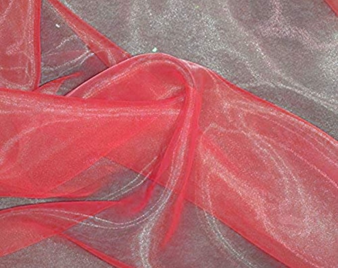 Coral 58/60" Wide 100% Polyester Soft Light Weight, Sheer, See Through Crystal Organza Fabric Sold By The Yard.