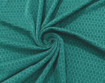 Jade - Honeycomb 4-Way Stretch Knit Fabric for Leggings, Athletic Wear, Work Out Gear, Biker Fabric by The Yard.