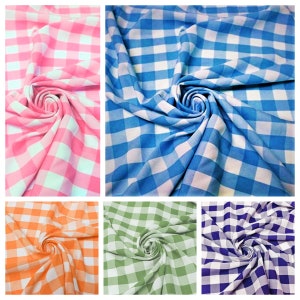 Gingham Checkered Fabric By The Yard/60&quot; Wide 100% Polyester Poplin 1&quot; Square