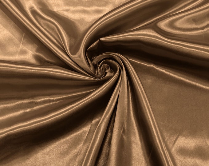 Cappuccino Shiny Charmeuse Satin Fabric for Wedding Dress/Crafts Costumes/58” Wide /Silky Satin