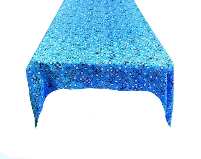 New Creations Fabric & Foam Inc, Bandanna Print Poly Cotton Tablecloth ( Turquoise , Choose Size Below