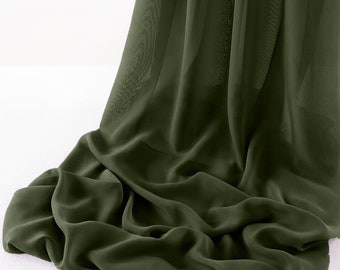 Dark Olive 5 Yards Chelsea Wool Dobby Chiffon Fabric/58" Wide Sheer Fabric/Solid Color Draping Fabric for Wedding Party Easter Backdrop.