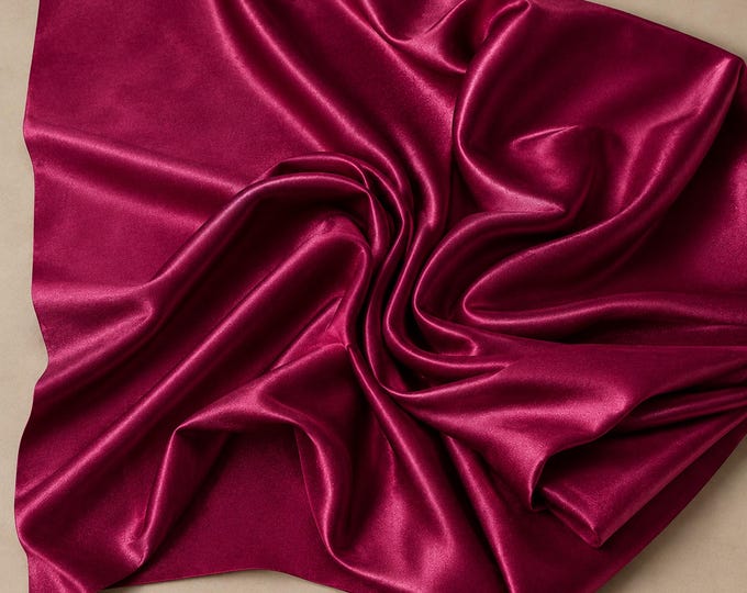 Fuchsia Heavy Shiny Satin Stretch Spandex Fabric 58" Wide, Fuchsia Satin Fabric By The Yard, Prom Dress Fabric