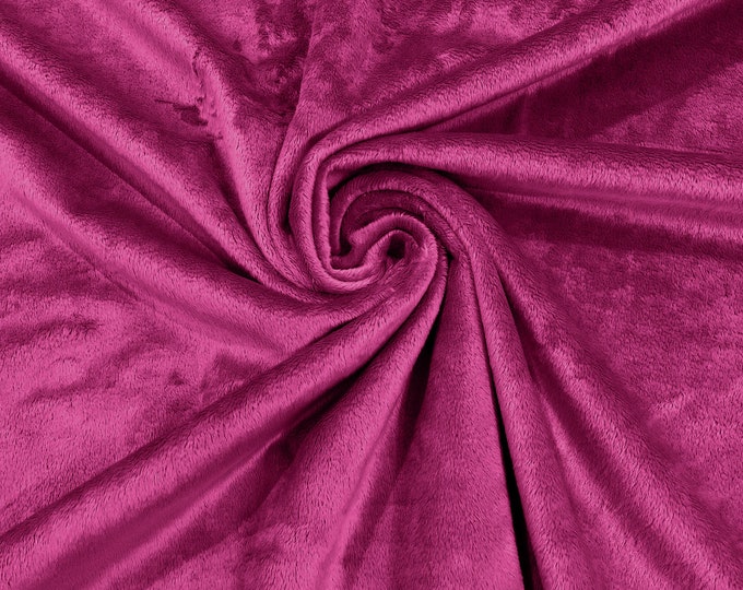 Fuchsia Solid Smooth Minky Fabric for Quilting, Blankets, Baby & Pet Accessories, Pillows, Throws, Clothes, Stuffed Toys, Costume.