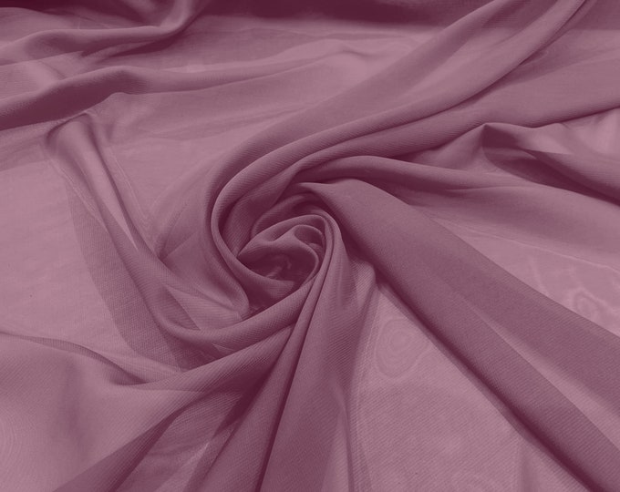 Mauve Chiffon Fabric, 60" Wide, 5 Yards - Wedding & Party Decor