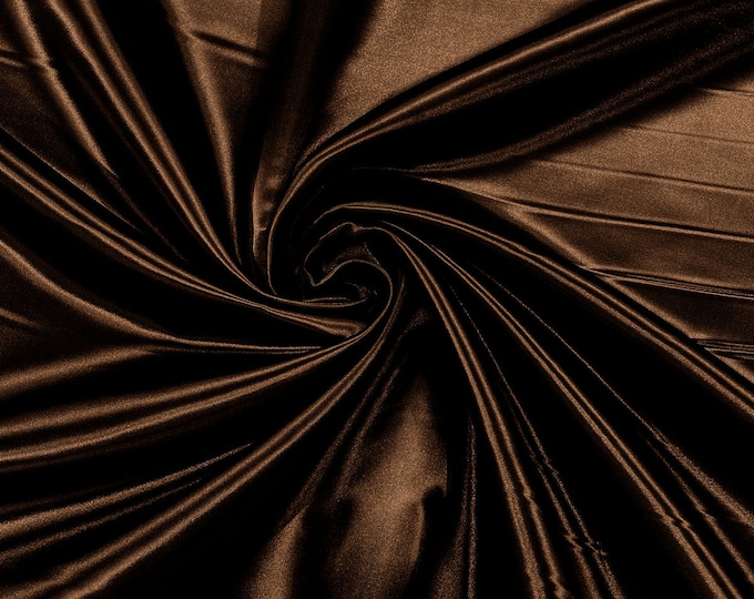 Chocolate Heavy Shiny Bridal Satin Fabric for Wedding Dress, 60" inches wide sold by The Yard. New Colors
