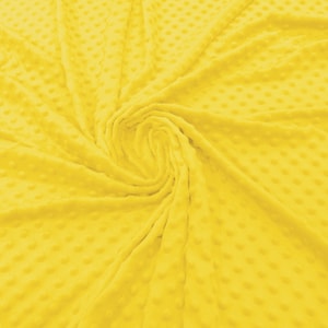 Canary Yellow Polka Dot Minky Fabric By The Yard | Super Soft Minkee Fabric | 58’’ Wide | 2 Way Stretch Polka Dot Minky Fabric.