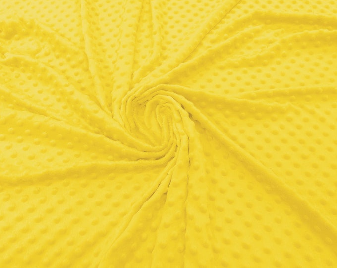 Canary Yellow Polka Dot Minky Fabric By The Yard | Super Soft Minkee Fabric | 58’’ Wide | 2 Way Stretch Polka Dot Minky Fabric.