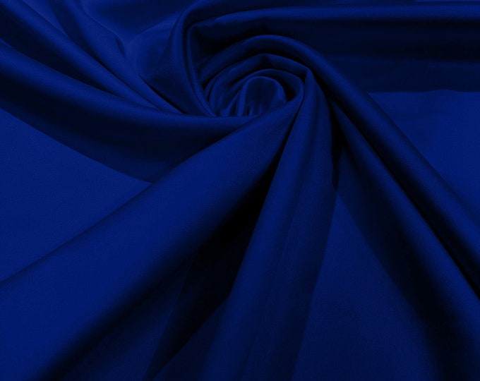 Dark Royal Blue Matte Stretch Lamour Satin Fabric 58" Wide/Sold By The Yard. New Colors