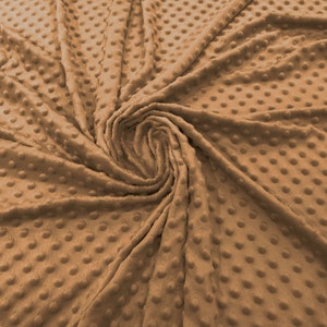 Camel Polka Dot Minky Fabric By The Yard | Super Soft Minkee Fabric | 58’’ Wide | 2 Way Stretch Polka Dot Minky Fabric.