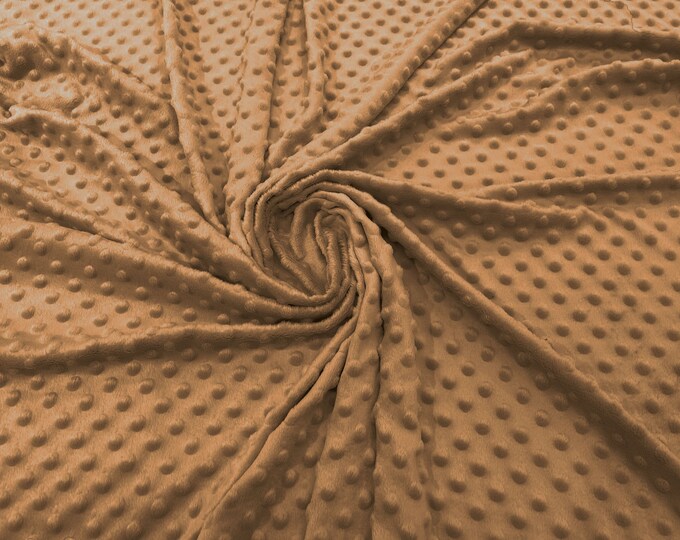 Camel Polka Dot Minky Fabric By The Yard | Super Soft Minkee Fabric | 58’’ Wide | 2 Way Stretch Polka Dot Minky Fabric.
