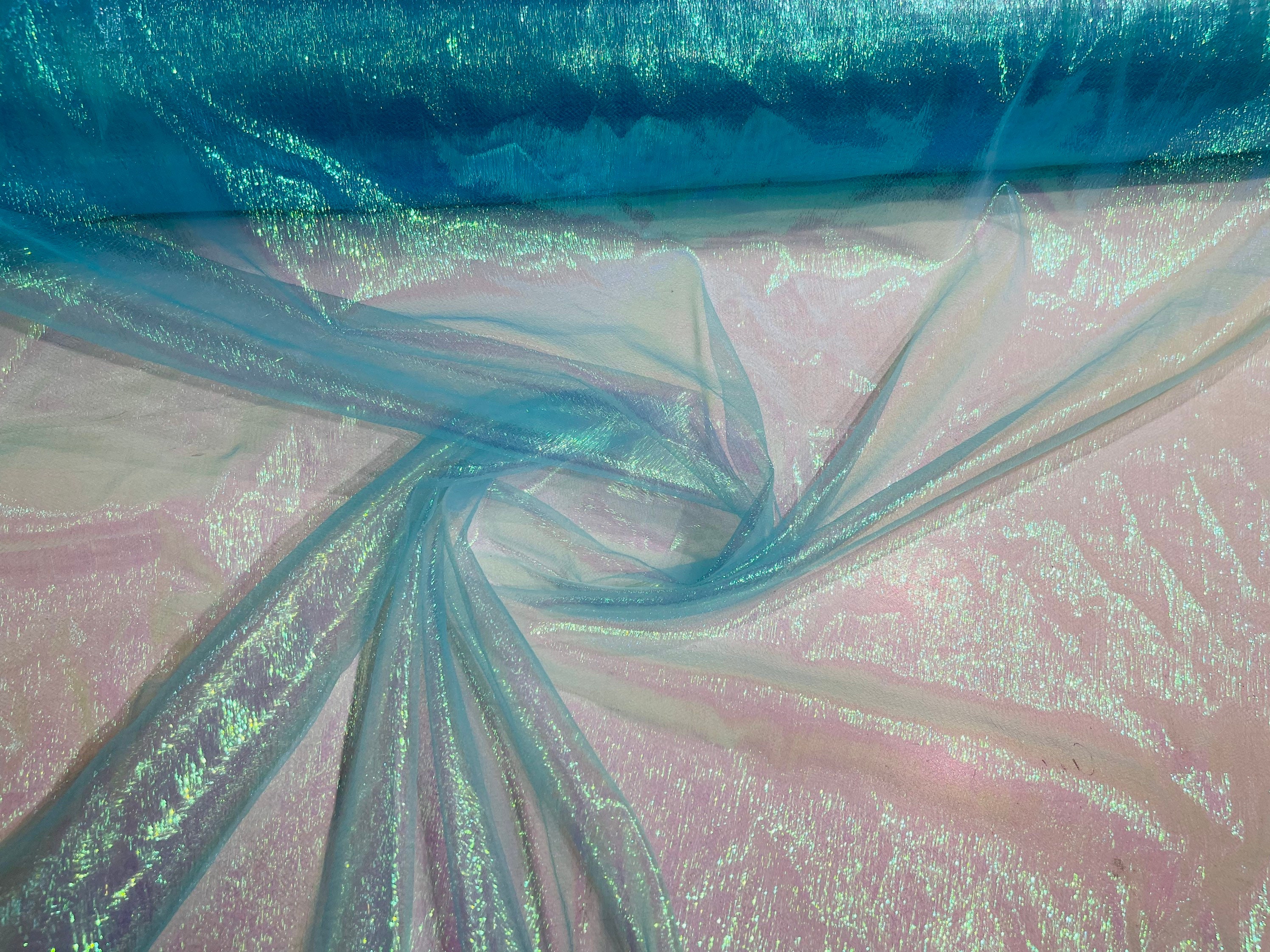 Crushed Sheer Organza - Iridescent Lime Green - 45 Organza Fabric for