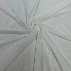 Off White 58/60&quot; Wide Solid Stretch Power Mesh Tecido Spandex/ Transparente Transparente/Vendido por Jarda. Novas Cores