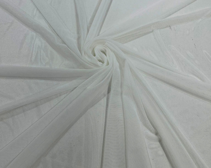 Off White 58/60" Wide Solid Stretch Power Mesh Fabric Spandex/ Sheer See-Though/Sold By The Yard. New Colors