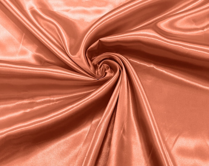 Dark Coral - Shiny Charmeuse Satin Fabric for Wedding Dress/Crafts Costumes/58” Wide /Silky Satin