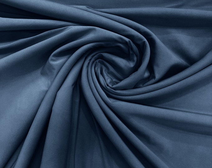 Denim Blue 58" Wide ITY Fabric Polyester Knit Jersey 2 Way  Stretch Spandex Sold By The Yard.