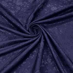 Navy Blue 60&quot; Wide Polyester Roses/Flowers Brocade Jacquard Satin Fabric/Cosplay Costumes, Skirts, Table Linen/Sold By The Yard.