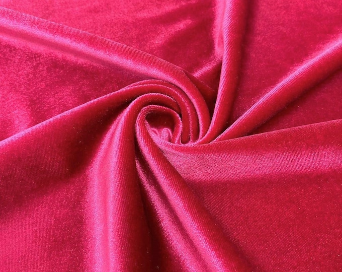 Fuchsia 60" Wide 90% Polyester 10 percent Spandex Stretch Velvet Fabric for Sewing Apparel Costumes Craft, Sold By The Yard.