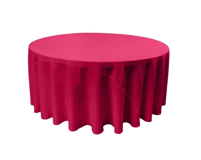 Strawberry - Solid Round Polyester Poplin Tablecloth With Seamless.