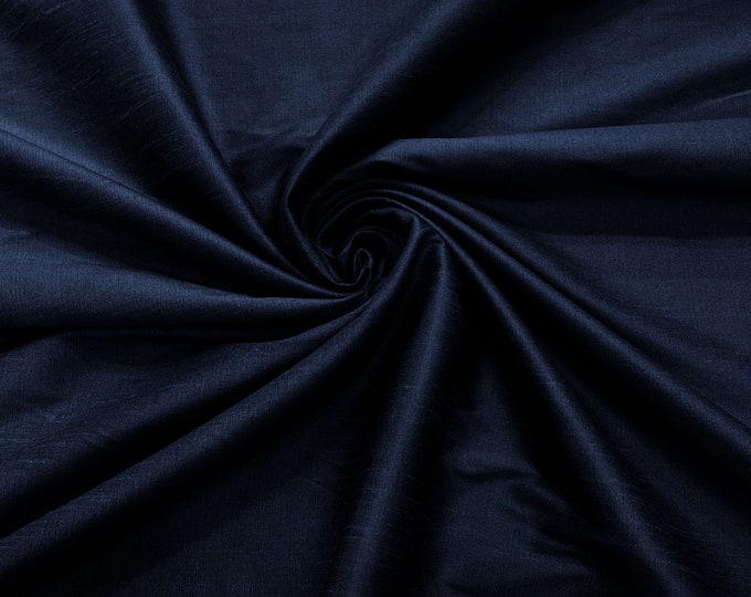 Navy Blue Polyester Dupioni Faux Silk Fabric/ 55” Wide/Wedding Fabric/Home Decor.