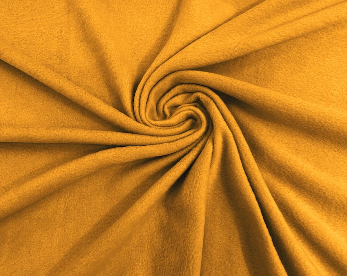 Mango Yellow Solid Polar Fleece Fabric Anti-Pill 58" Wide Sold by The Yard.