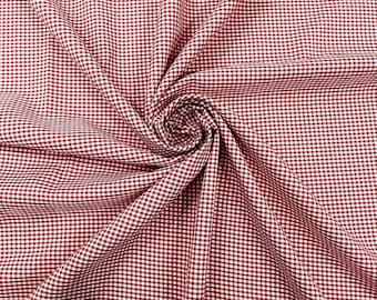 Red Gingham 1/8” Squares, Polyester Checkered Fabric- Sold by the yard