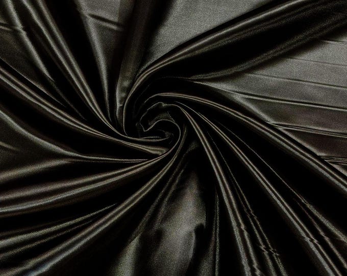 Black Heavy Shiny Polyester Bridal Satin Fabric 58" Wide | Bridesmaid Dresses| Wedding Fashion.