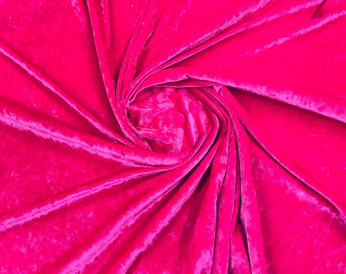 Hot Pink 60" Wide 90% Polyester 10 percent Spandex Stretch Crushed Velvet Fabric for Sewing Apparel Costumes Craft, Sold By The Yard.