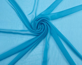 Chiffon Two Tone Sheer Fabric, by The Yard - Turquoise
