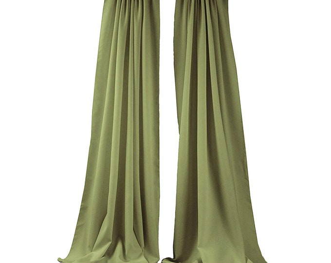 Sage Green 2 Panels Backdrop Drape, All Sizes Available in Polyester Poplin, Party Supplies Curtains.