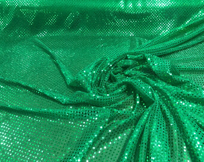 Emerald Green 44/45" Wide Faux Sequin Light weight Knit Fabric Shiny Dot Confetti for Sewing Costumes Apparel Crafts Sold by The Yard.