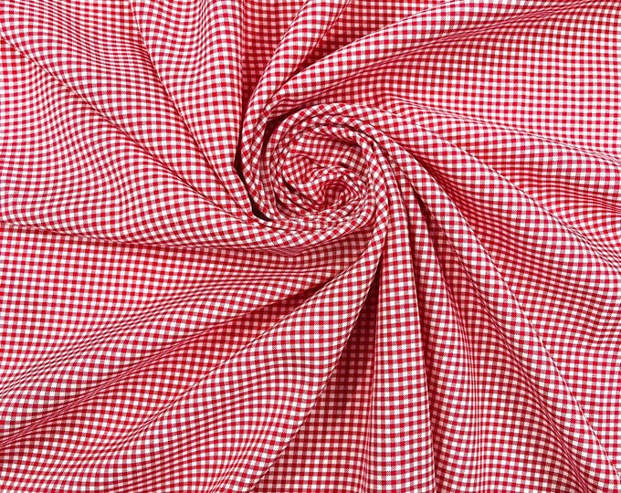 Fuchsia Gingham 1/8” Squares, Polyester Checkered Fabric- Sold by the yard