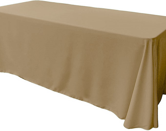 Champagne - Rectangular Polyester Poplin Tablecloth Floor Length / Party supply