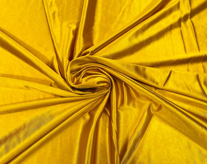 Mustard Deluxe Shiny Polyester Spandex Fabric Stretch 58" Wide Sold by The Yard.