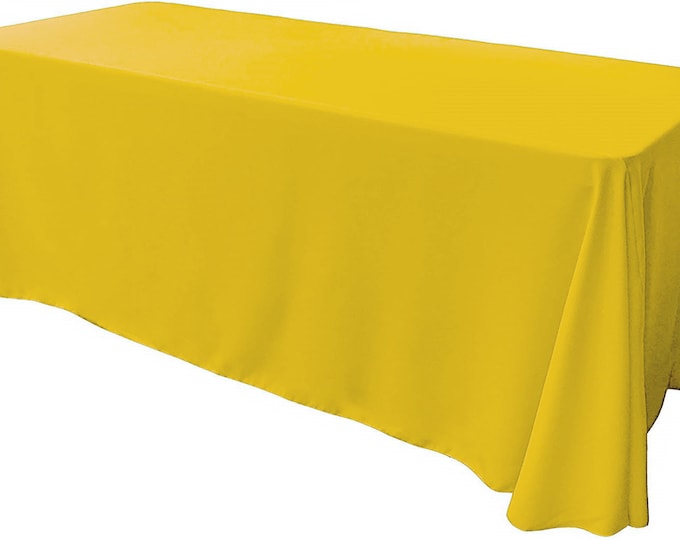 Yellow - Rectangular Polyester Poplin Tablecloth Floor Length / Party supply